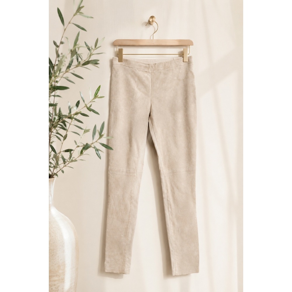 Guess by Marciano Womens Beige Leather‎ Front Leggings Side Zip Pants Size 10